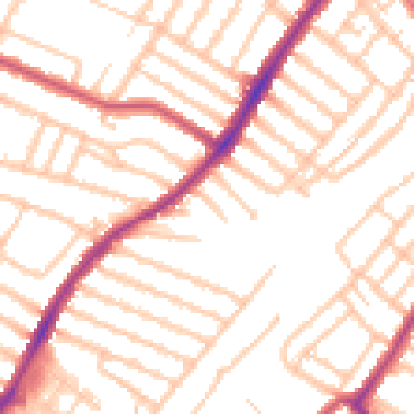 Daytime road noise heatmap for SW16 6PD