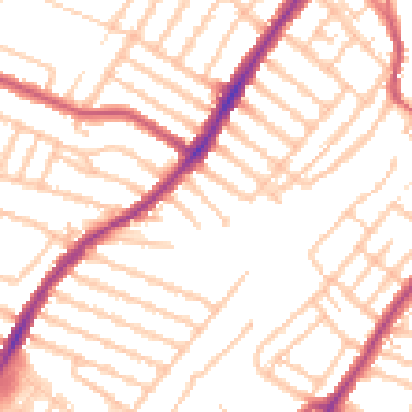 Daytime road noise heatmap for SW16 6PF