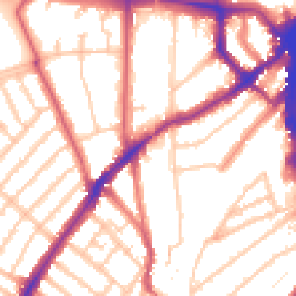 Daytime road noise heatmap for SW16 6QF