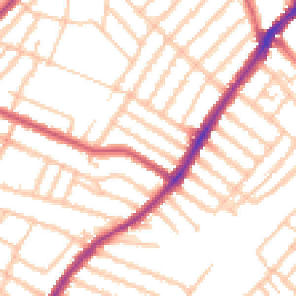 Daytime road noise heatmap for SW16 6QR