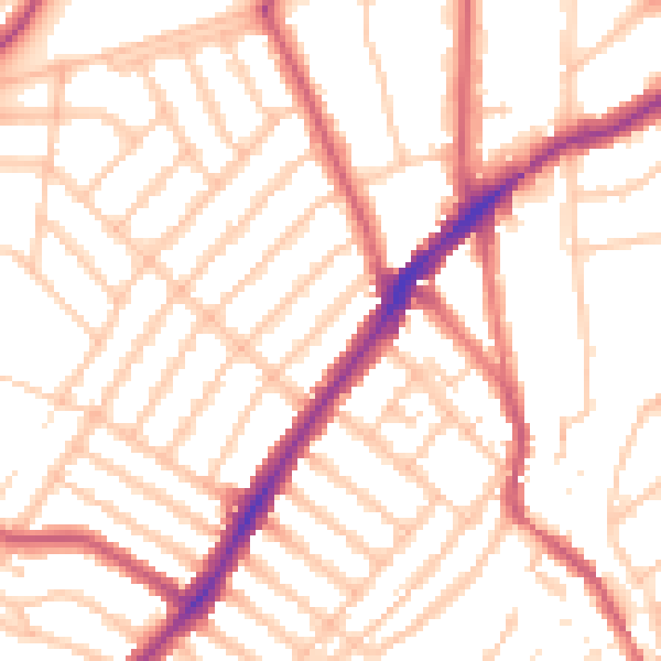 Daytime road noise heatmap for SW16 6RF