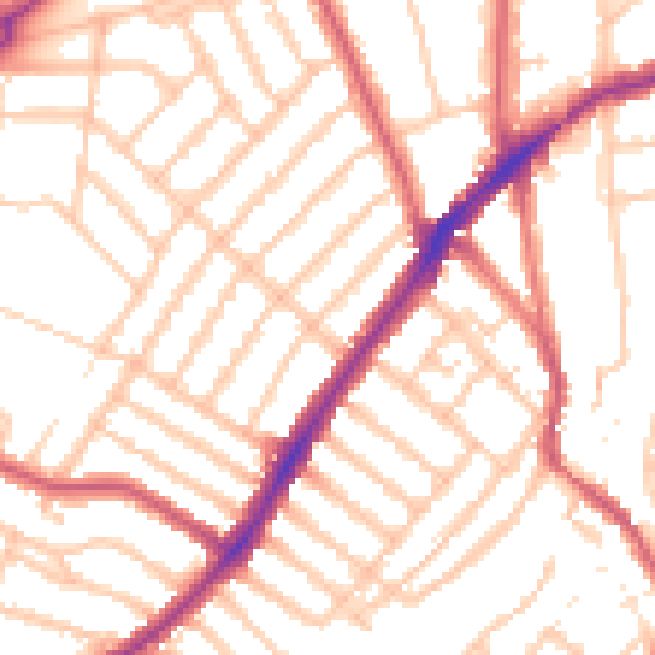 Daytime road noise heatmap for SW16 6RG