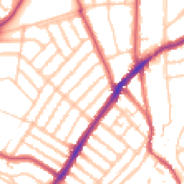 Daytime road noise heatmap for SW16 6RR