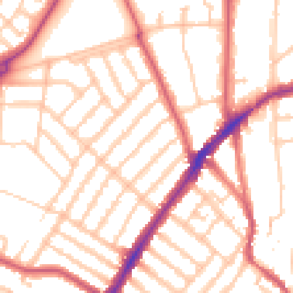 Daytime road noise heatmap for SW16 6RT