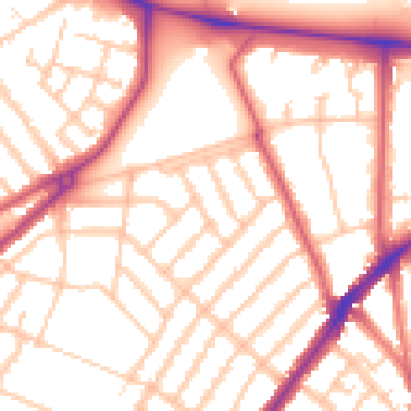 Daytime road noise heatmap for SW16 6TB