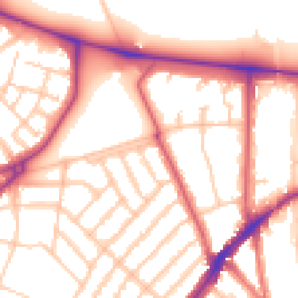 Daytime road noise heatmap for SW16 6TU
