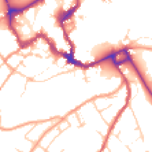 Daytime road noise heatmap for SY1 1AD