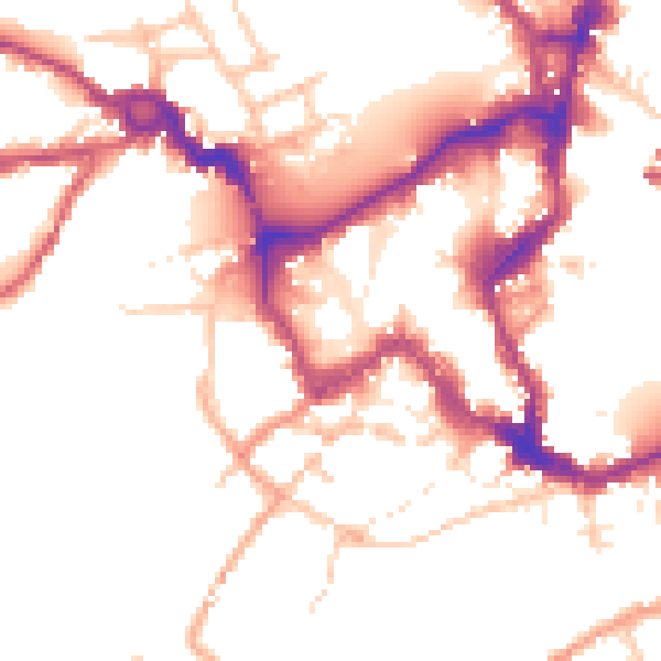 Daytime road noise heatmap for SY1 1AF