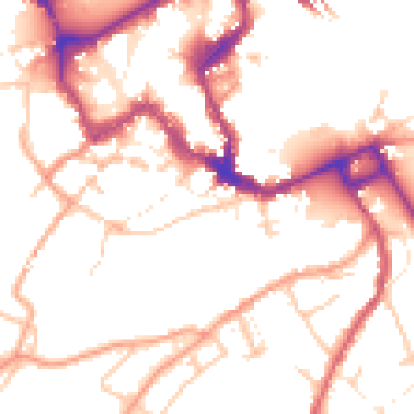 Daytime road noise heatmap for SY1 1AG