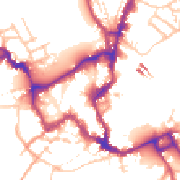 Daytime road noise heatmap for SY1 1BN