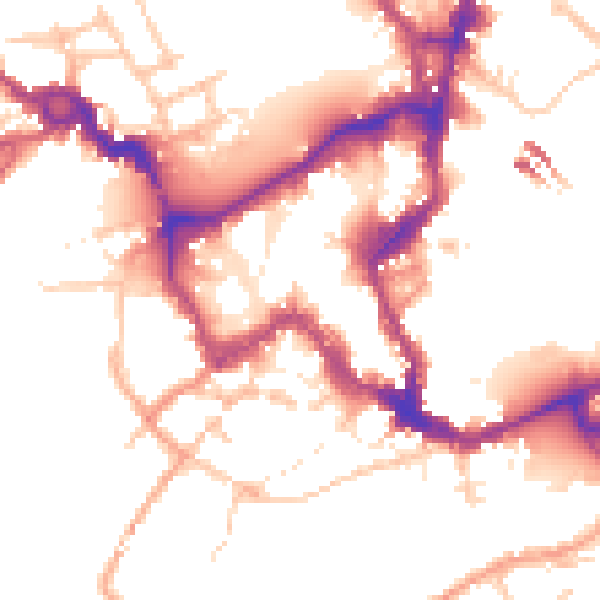 Daytime road noise heatmap for SY1 1DB