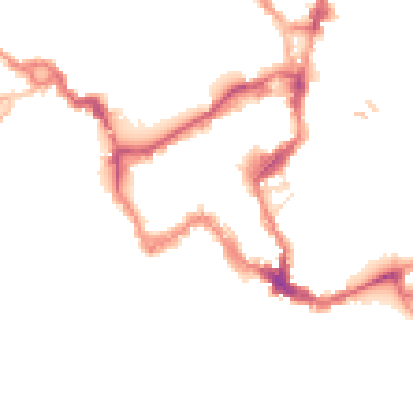 Night-time road noise heatmap for SY1 1DB