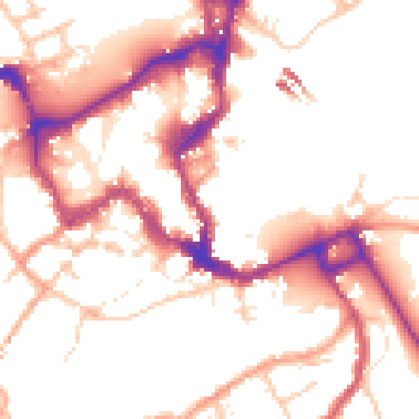 Daytime road noise heatmap for SY1 1DF