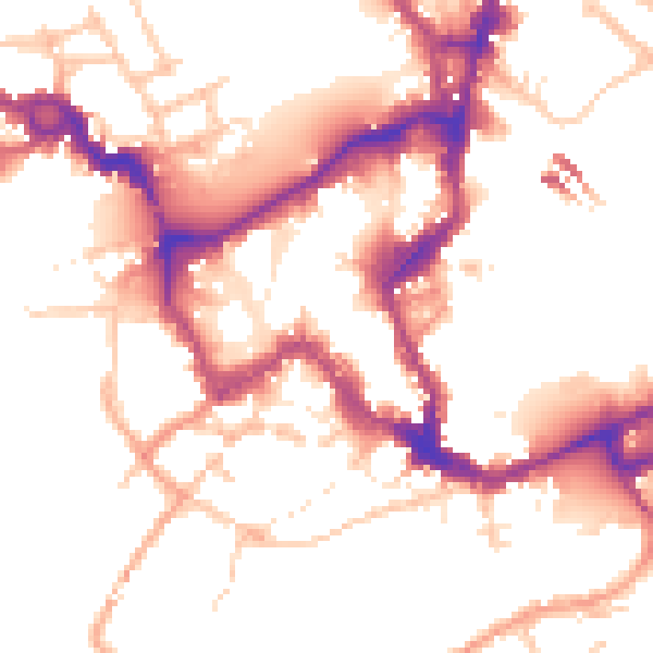 Daytime road noise heatmap for SY1 1DN