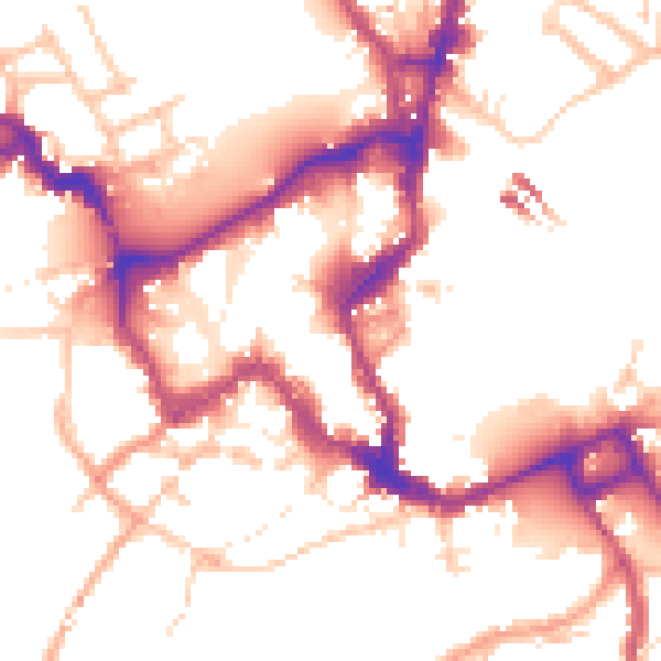 Daytime road noise heatmap for SY1 1DP