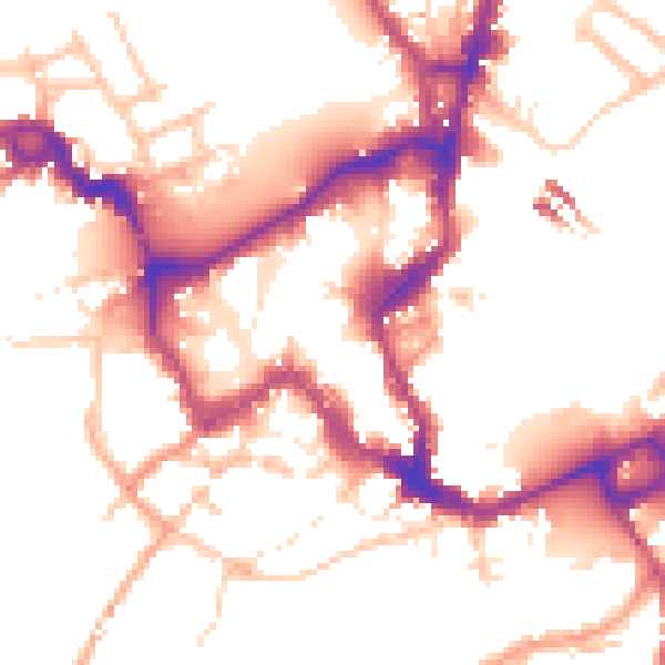 Daytime road noise heatmap for SY1 1DQ
