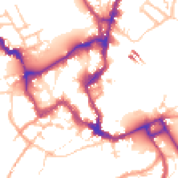 Daytime road noise heatmap for SY1 1DS