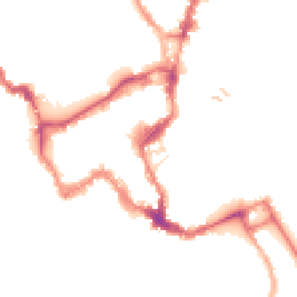 Night-time road noise heatmap for SY1 1DX