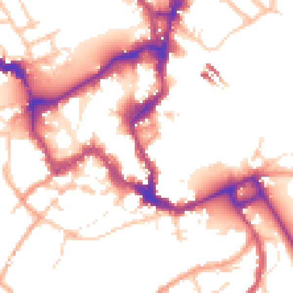 Daytime road noise heatmap for SY1 1DZ