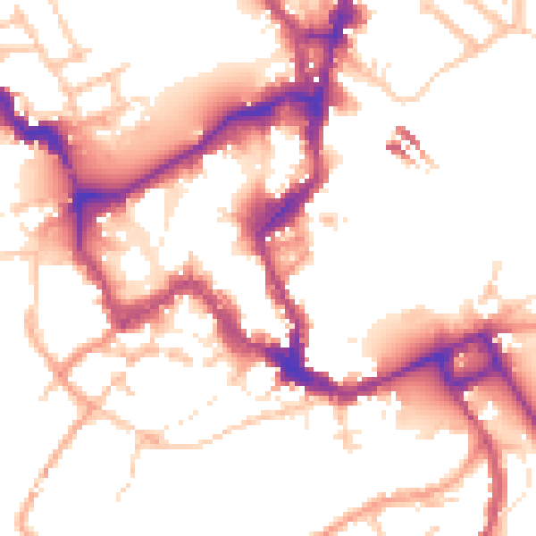 Daytime road noise heatmap for SY1 1ED