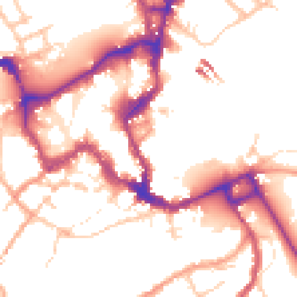 Daytime road noise heatmap for SY1 1EG