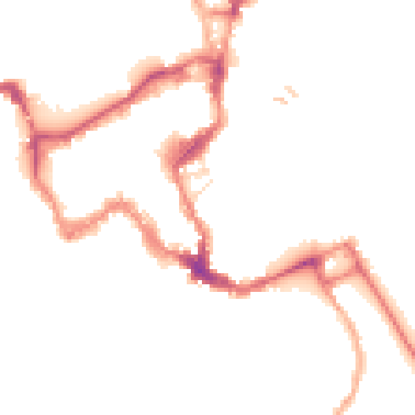 Night-time road noise heatmap for SY1 1EG