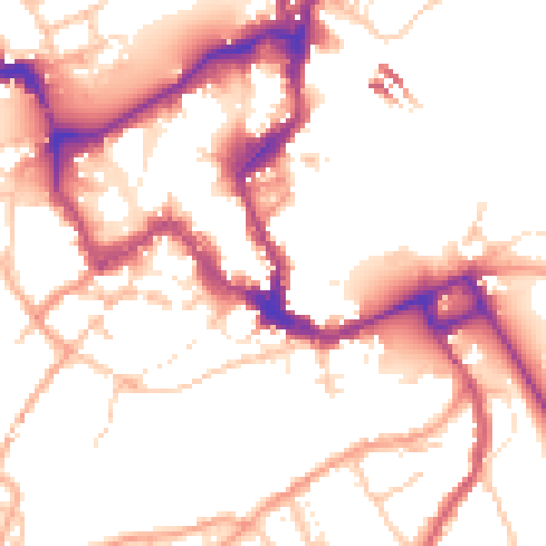 Daytime road noise heatmap for SY1 1EN