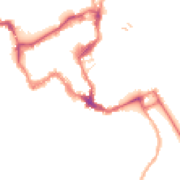 Night-time road noise heatmap for SY1 1EN