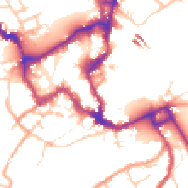 Daytime road noise heatmap for SY1 1EQ