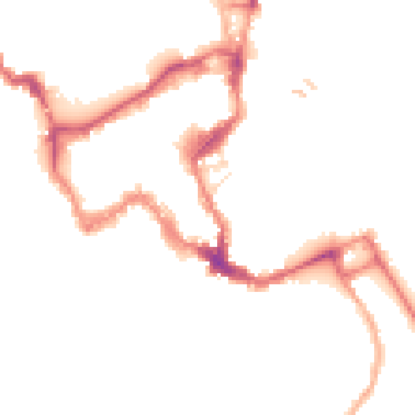 Night-time road noise heatmap for SY1 1EQ