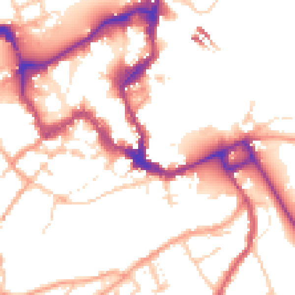Daytime road noise heatmap for SY1 1ES