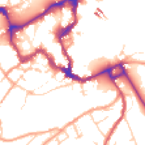 Daytime road noise heatmap for SY1 1ET