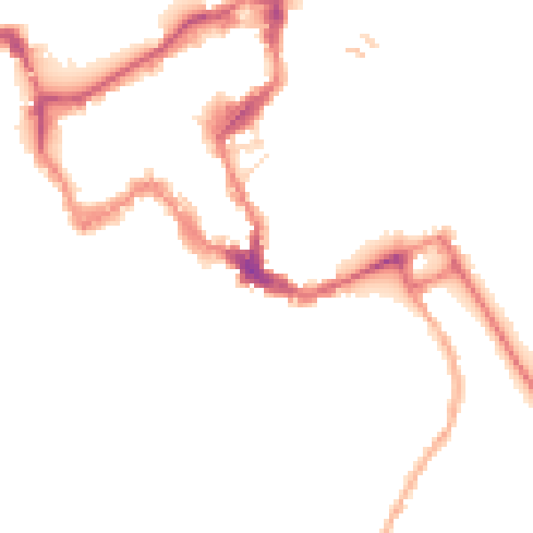 Night-time road noise heatmap for SY1 1ET