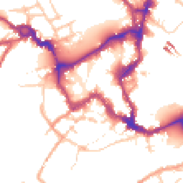 Daytime road noise heatmap for SY1 1HA