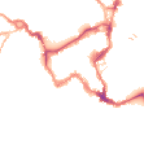 Night-time road noise heatmap for SY1 1HA