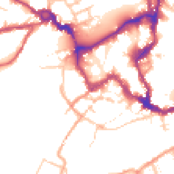 Daytime road noise heatmap for SY1 1HU