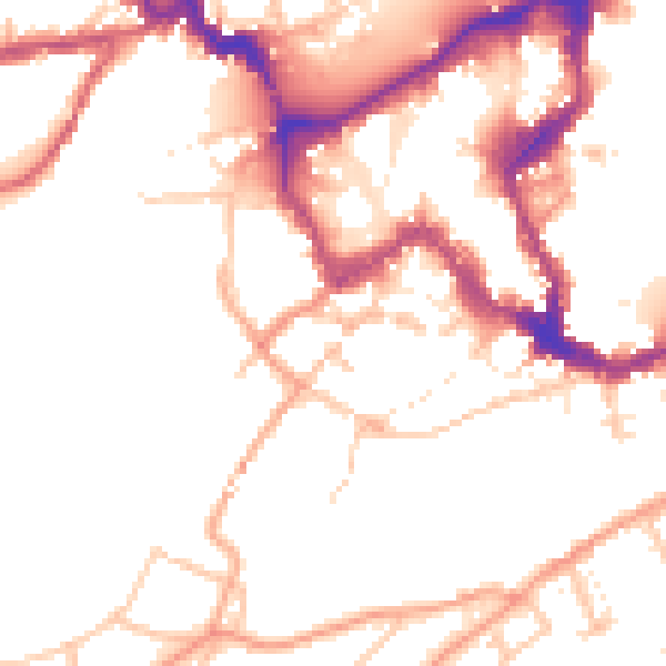 Daytime road noise heatmap for SY1 1JA