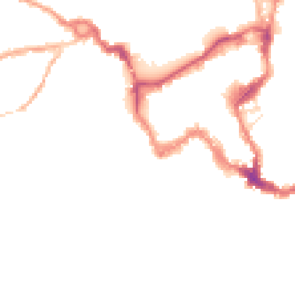 Night-time road noise heatmap for SY1 1JB