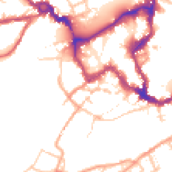Daytime road noise heatmap for SY1 1JD