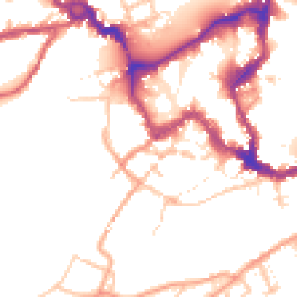 Daytime road noise heatmap for SY1 1JE