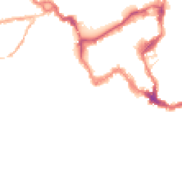 Night-time road noise heatmap for SY1 1JE