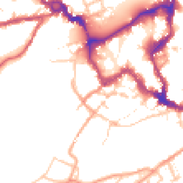 Daytime road noise heatmap for SY1 1JJ
