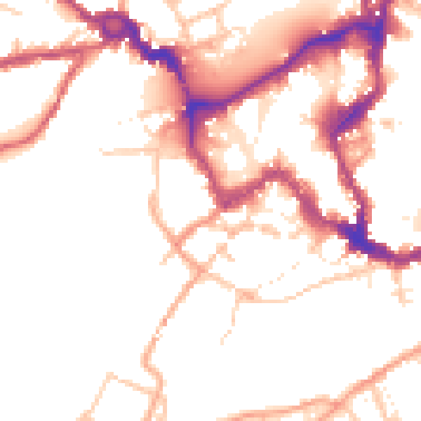 Daytime road noise heatmap for SY1 1JQ