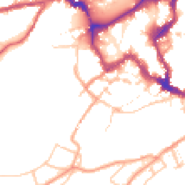 Daytime road noise heatmap for SY1 1JW