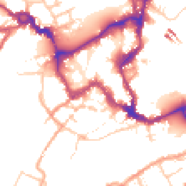 Daytime road noise heatmap for SY1 1LA