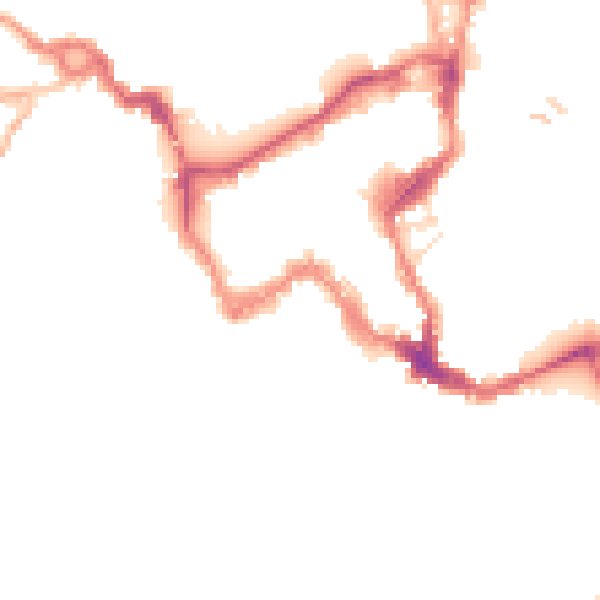 Night-time road noise heatmap for SY1 1LA