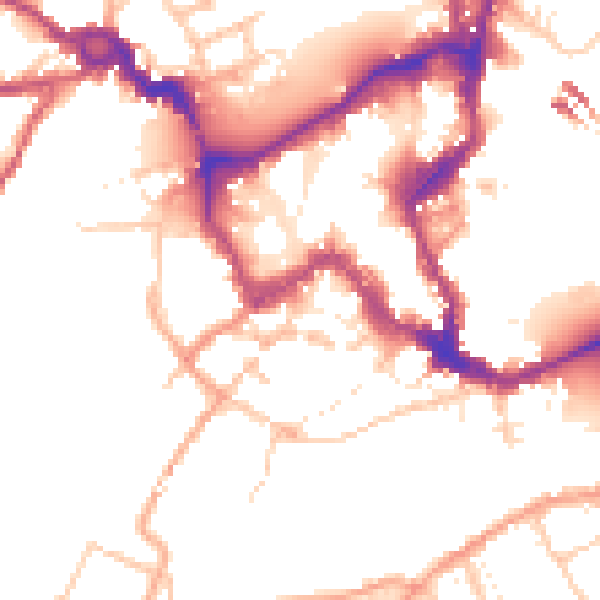 Daytime road noise heatmap for SY1 1LE