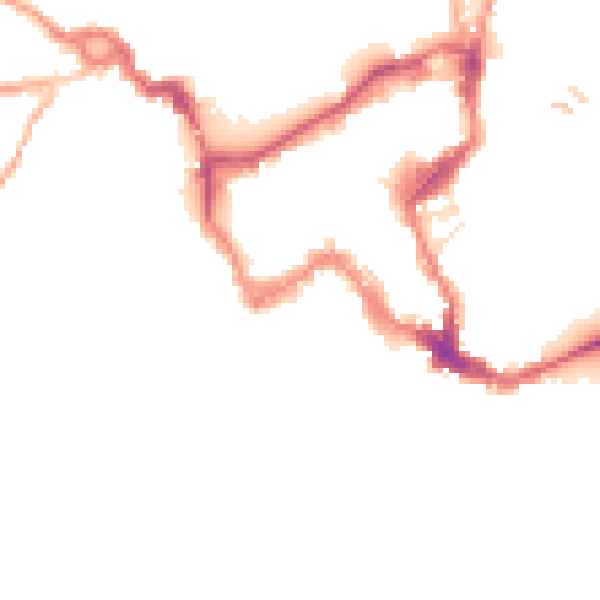 Night-time road noise heatmap for SY1 1LE