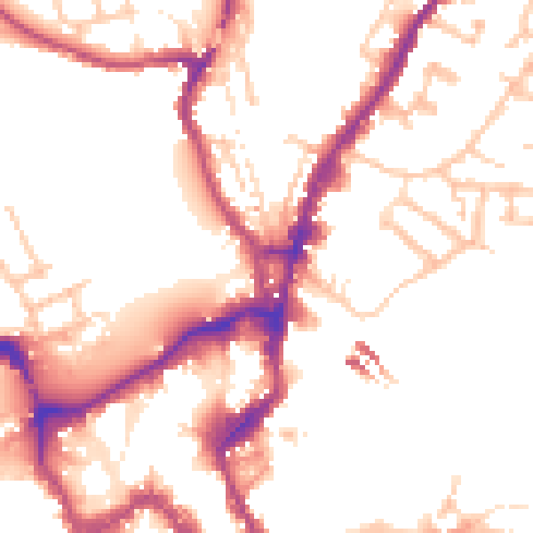 Daytime road noise heatmap for SY1 1PA