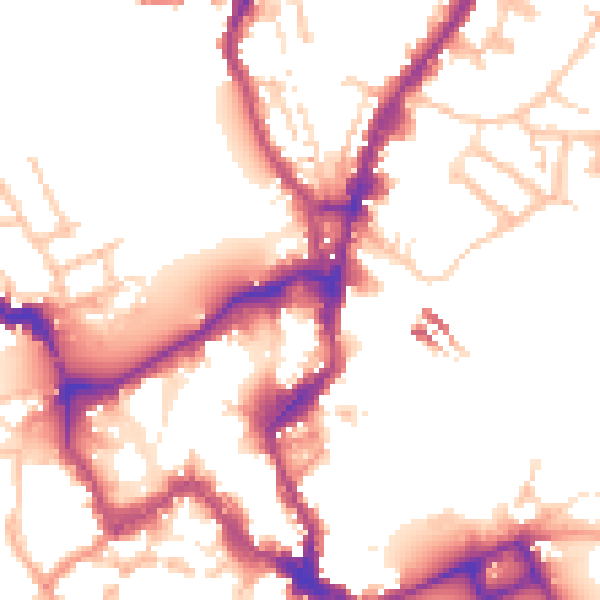Daytime road noise heatmap for SY1 1PD